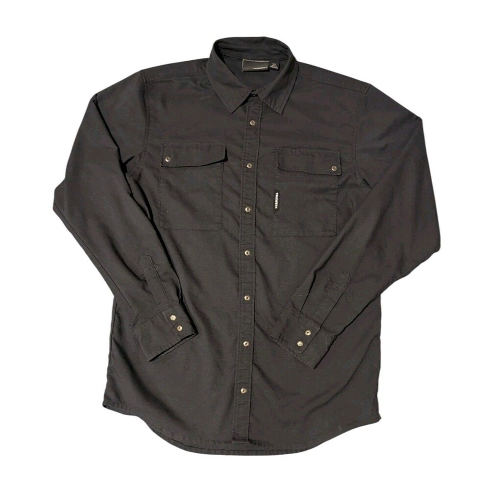 Truewerk Shirt Men’s Medium LS Cloud Black Long Sleeve Snaps Workwear Technical